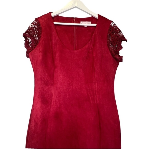 Nanette Lepore | Red Suede Like Dress Sz 10 - Picture 3 of 10